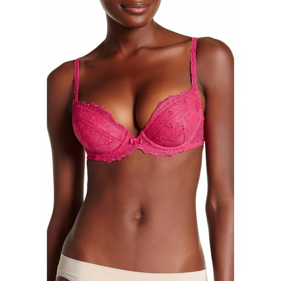 WACOAL Enchanting Lace Push-Up Underwire Bra #114003 Hot Pink 36B NEW - Picture 2 of 9